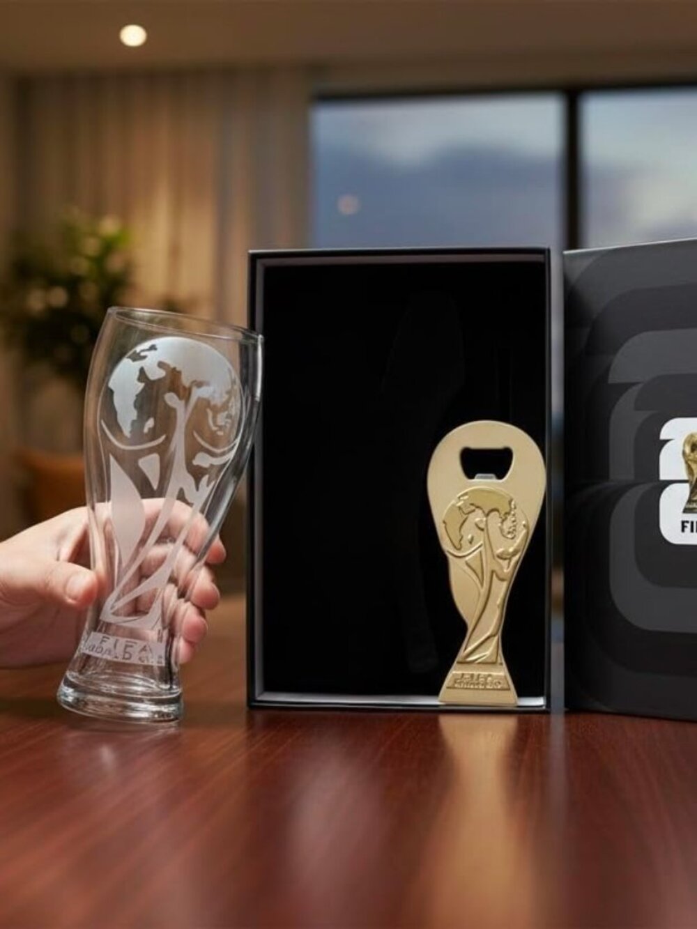 NEW FIFA World Cup 2026 Edition 17oz Pilsner Glass & Trophy Bottle Opener - Picture 4 of 9